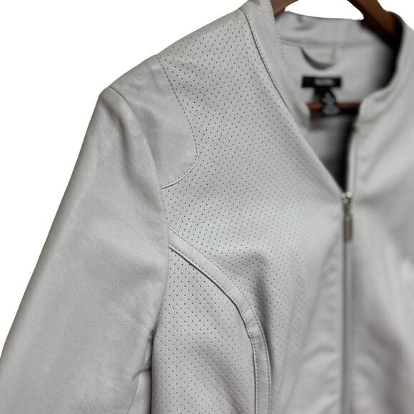 Alfani Women’s Light Gray Leather Jacket with Zipper Size M - Picture 4 of 7